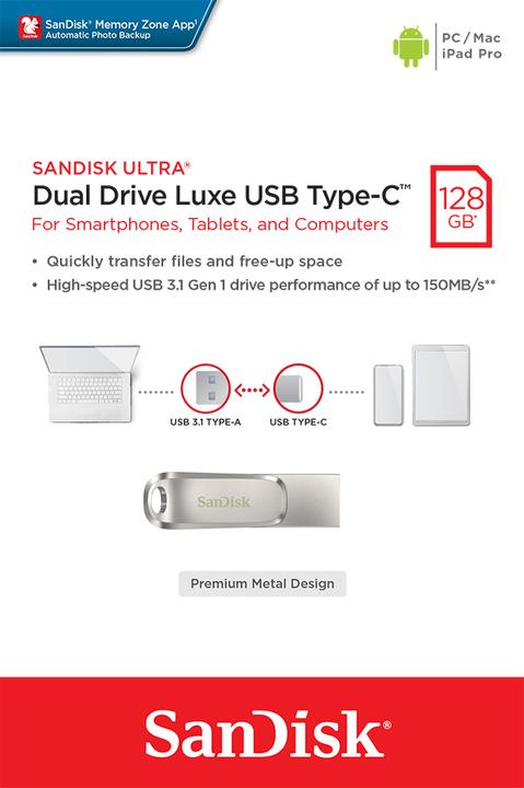 Produktbild SanDisk Ultra Dual Drive Luxe (128 GB, USB-C, USB-A)