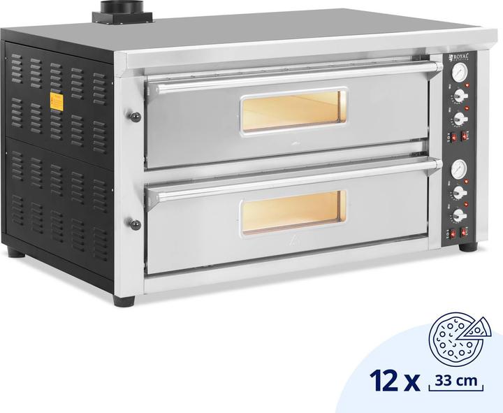 Royal Catering Elektro-Pizzaofen 2 Backkammern 450 °C Ober-/ Unterhitze 6 Pizzas mit Ø 33 cm (Pizzaofen Elektro)