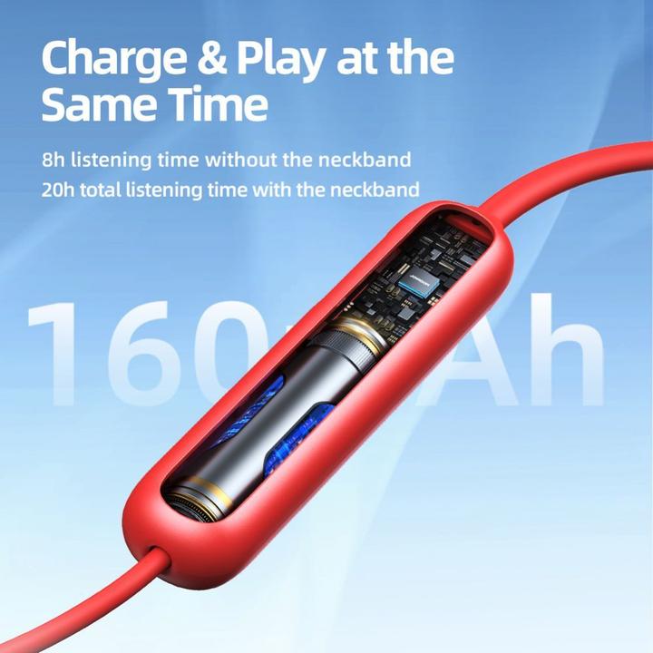 Actual product image Joyroom Magnetic Wireless Neckband Headphones, JR-DS1, (red) (20 h, Wireless)