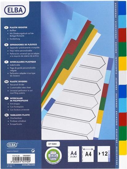 Actual product image Oxford Divider Coloured A4 Pp 12 Tabs