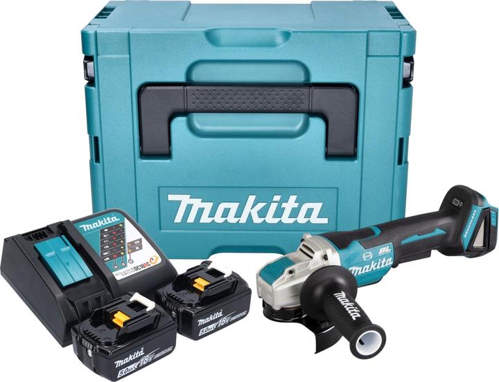 Actual product image Makita DGA 520 RTJX1 Akku Winkelschleifer 18 V 125 mm X-LOCK Brushless + 2x Akku 5,0 Ah + Ladegerät (125 mm)