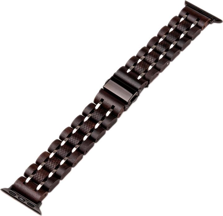 Image du produit Natura Punto Bracelet en bois pour Apple Watch en ébène, marron foncé, avec acier inoxydable (ébène)