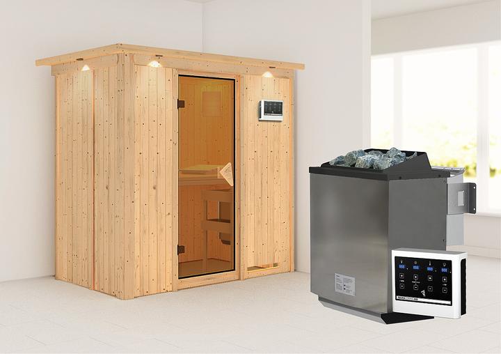 Produktbild Karibu Sauna Variado Fronteinstieg, Kranz (4,5 KW Bio externe Steuerung)