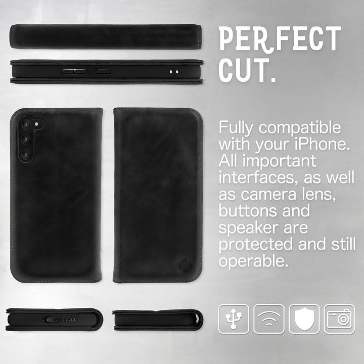 Actual product image Nalia Genuine Leather Flip Case Cover with Magnetic Closure (Samsung Galaxy S23)