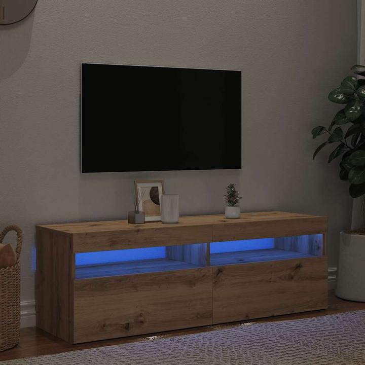 Actual product image VidaXL TV Schrank Lowboard Fernsehschrank Fernsehtisch mit LED Artisan-Eiche (120 x 35 x 40 cm)