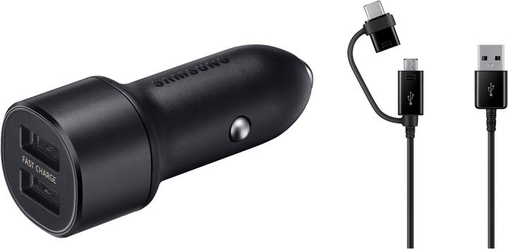Image du produit Samsung Chargeur rapide pour deux voitures 2x 15W avec câble de données 2 en 1