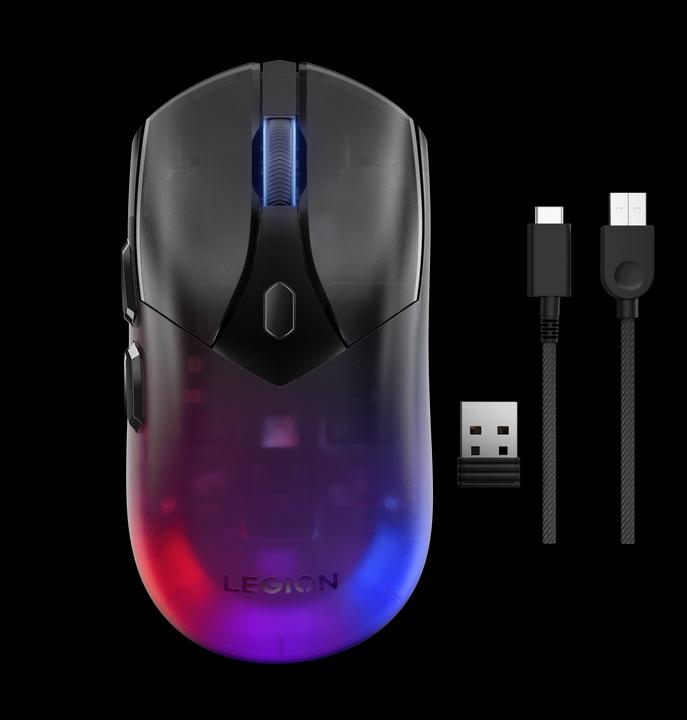 Actual product image Lenovo Legion M410 Wireless RGB Mouse - Mus - 6 knapper - Sort med RGB lys (Wireless, Cable)