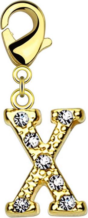 Produktbild Star Piercing Anhänger 14k vergoldet mit Kristall Buchstabe X (Messing)
