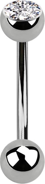 Produktbild Star Piercing Micro Banane silber Innengewinde mit Kugel und Kugel Kristall silber (Titan G23)
