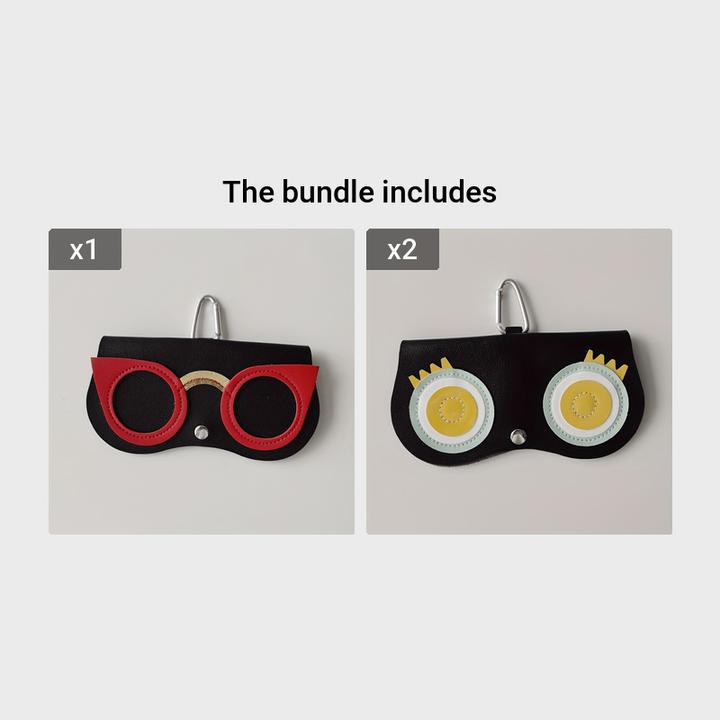 Immagine prodotto Only-Bags.Store Custodia per occhiali in pelle PU con simpatico gufo - custodia portatile per occhiali con