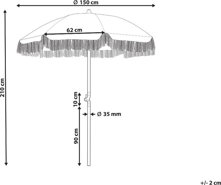 Immagine prodotto Beliani Ombrellone ⌀ 150 cm bianco con mantovana MONDELLO (1.50 m)