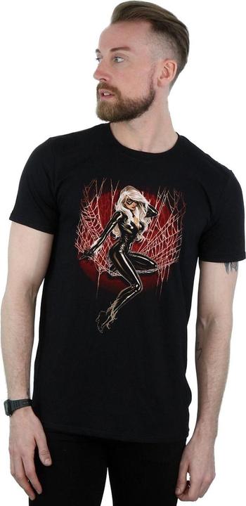 Actual product image Mens Black Cat Spider Web T-Shirt (3XL)