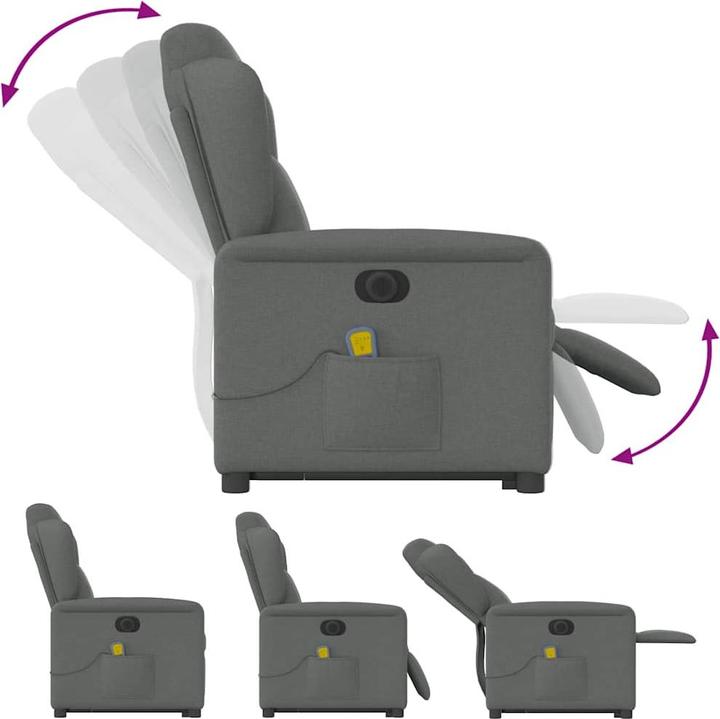 Produktbild VidaXL Elektrischer Massagesessel mit Aufstehhilfe Dunkelgrau Stoff