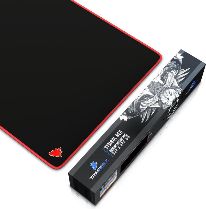 Produktbild Titanwolf Gaming Mauspad, XXL Speed Gaming Mausmatte / Extragrosse Fläche von 900 x 400mm, Kopf rot (XXL)