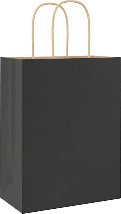 Produktbild VidaXL Kraftpapiertüten 50 Stk. mit Henkel Schwarz 22x11x28 cm Papiertüte (Geschenktüte, 50 x)