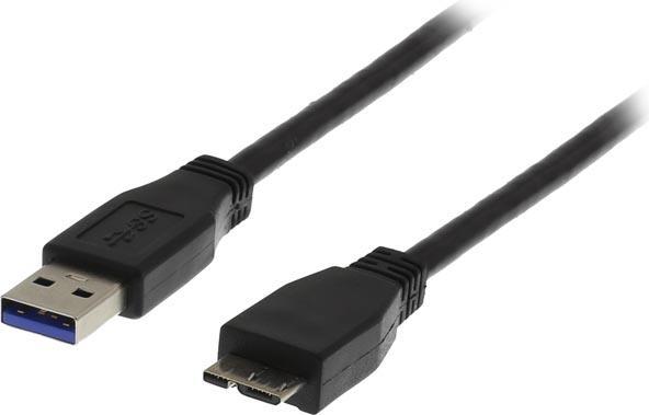 Actual product image Deltaco USB 3.0 cable, type A hane - type Micro B hane, 1m, svart (1 m, USB 3.2 Gen 1)