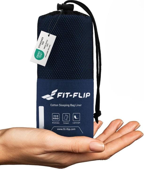 Produktbild Fit-Flip Hüttenschlafsack Baumwolle ultraleicht mit Kissenfach 90x220cm (220 cm)