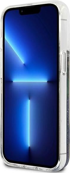 Productafbeelding Guess GUHCP13SLFLSB iPhone 13 Mini 5,4" Blauw / Blauw Hardcase Bloem Vloeibaar Glitter (Apple iPhone 13 mini)