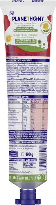Nutritional values and ingredients THOMY Ketchup & mayonnaise 190 g, Product type: Ketchup (210 g)