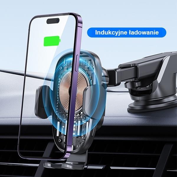 Actual product image Usams Uchwyt indukcyjny US-CD187 15W do szyby/na deskę czarny/black CD187ZJ01