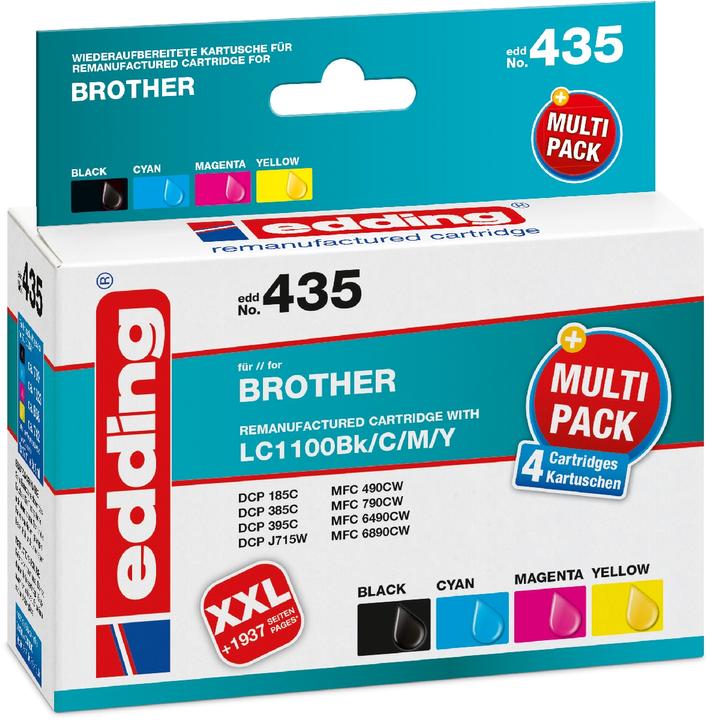 Immagine prodotto Edding Cartuccia d'inchiostro sostituita LC1100BK/C/M/Y Multipack 4 Compatibili Combi Pack Nero, Ciano (M, FC, C, Y)