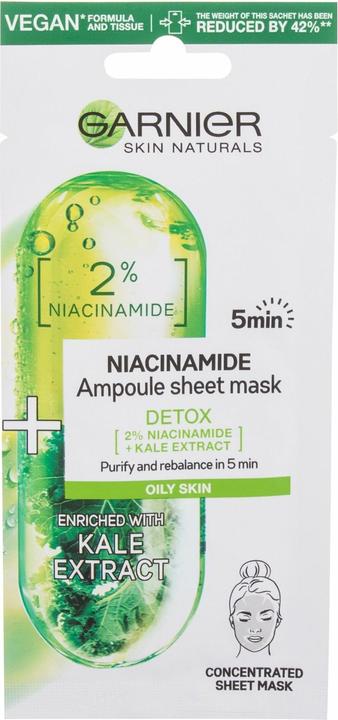 Garnier Niacinamide Ampoule Sheet Mask Ampu ka Detoksykuj ca W Masce Na Tkaninie Z Witamin B3 I Ekst