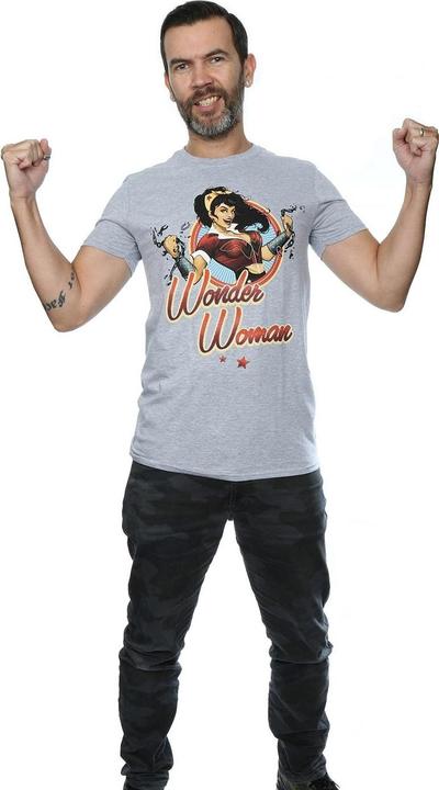 Actual product image Universal Textiles Mens Wonder Woman Badge Heather T-Shirt (L)