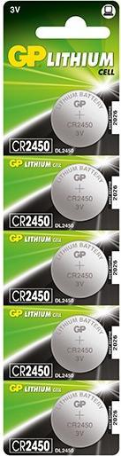 Produktbild GP Batteries Knopfzelle Lithium CR2450, 5er (5 Stk., CR2450, 610 mAh)