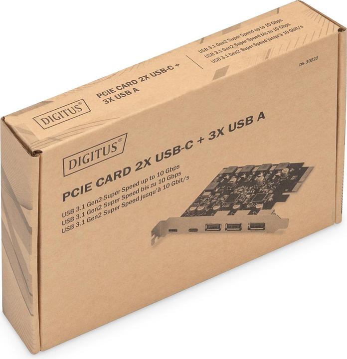Actual product image Digitus PCIe card 2x USB-C + 3x USB A