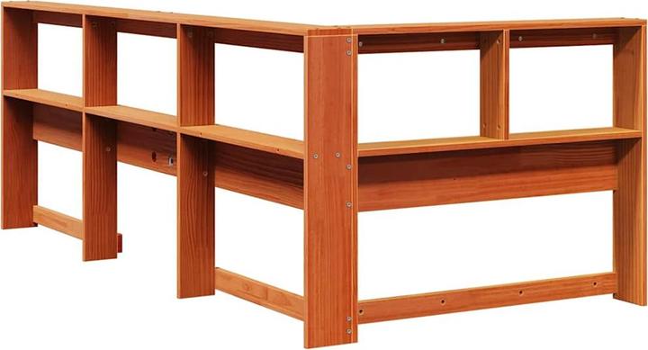 Actual product image VidaXL Headboard with bookcase L-shaped wax brown 80 cm solid wood