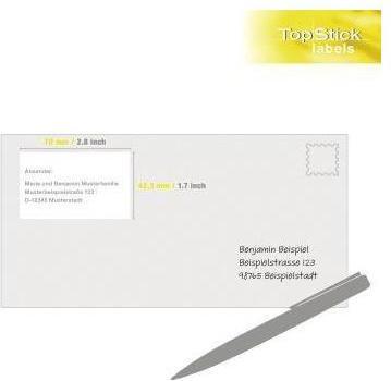 Produktbild TopStick TOP STICK Universal-Etiketten, 70 x 42,3 mm, weiá, 100 Blatt