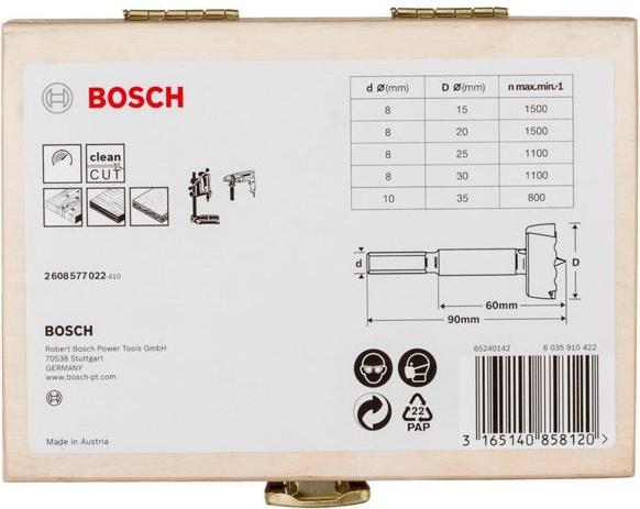 Produktbild Bosch Professional Zubehör 5-tlg. Forstnerbohrer-Set, 15–35 mm (15, 20, 25, 30, 35 mm)