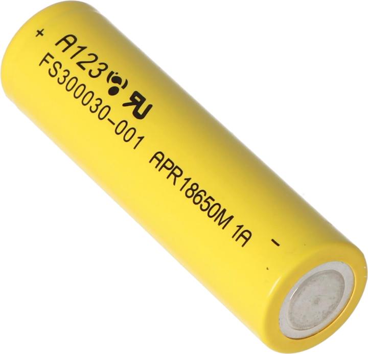 Actual product image AccuCell Battery A123 APR18650M1-A, LiFePo4 battery (18650, 1100 mAh)