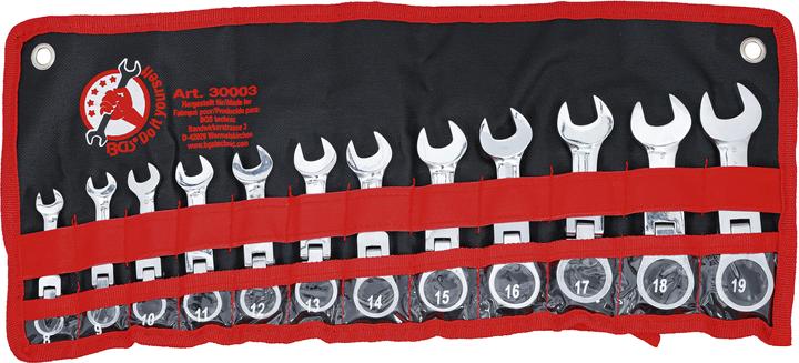 Actual product image BGS Ratchet Combination Wrench Set extra short 8 - 19 mm 12 pcs. (19 mm, 8 mm, 10 mm, 14 mm, 18 mm, 11 mm, 12 mm, 17 mm, 15 mm, 13 mm, 9 mm, 16 mm)
