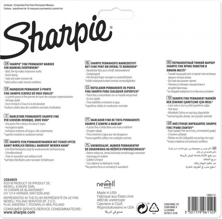 Produktbild Sharpie Fein (Grau, Mehrfarbig, 18 x)