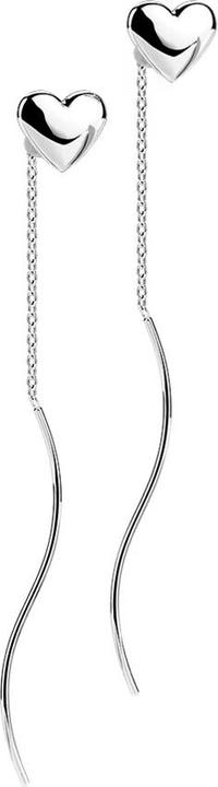 Produktbild Star Piercing Ohrstecker silber Herz freifallende Kette mit Welle (ohne Messing, Chirurgenstahl 316L)