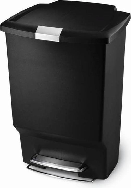 Produktbild Simplehuman rechteckiger Treteimer 45 L, schwarz CW1371 schwarzer Tritt-Mülleimer aus Kunststoff (45 l)