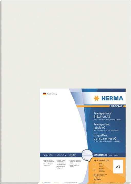 Image du produit HERMA Étiquettes transparentes A3