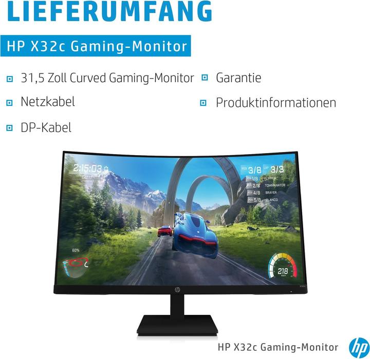 Produktbild HP X32c 80 cm (31.5" ) 1920 x 1080 Pixel Full HD LCD Schwarz (1920 x 1080 Pixel, 31.50")