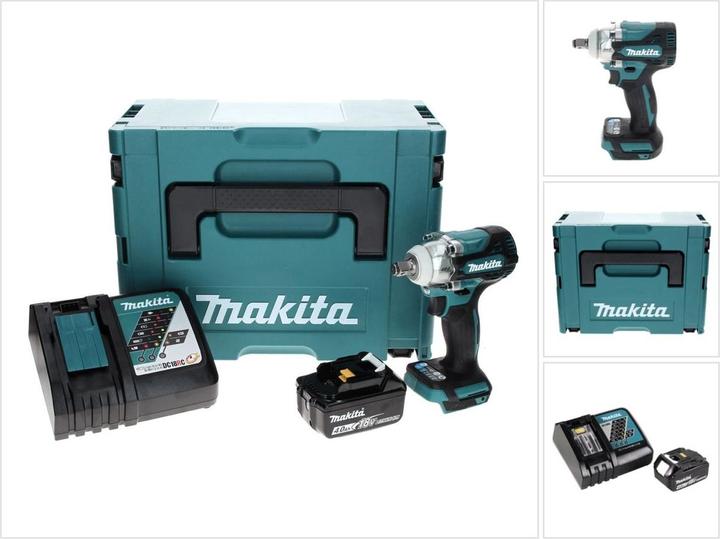 Actual product image Makita DTW 300 RM1J Battery impact wrench 18 V 330 Nm 1/2" Brushless + 1x battery 4.0 Ah + charger + M (Rechargeable battery operated)