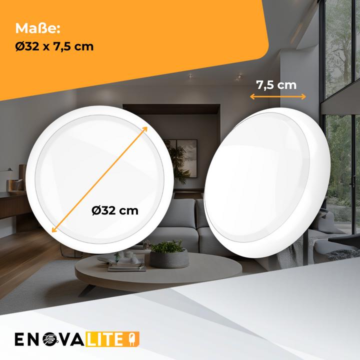 Actual product image Enovalite LED-Notstrom Deckenleuchte, mit Bewegungsmelder, 8 h Notlicht und Gruppensteuerungsfunktion (1800 lm)