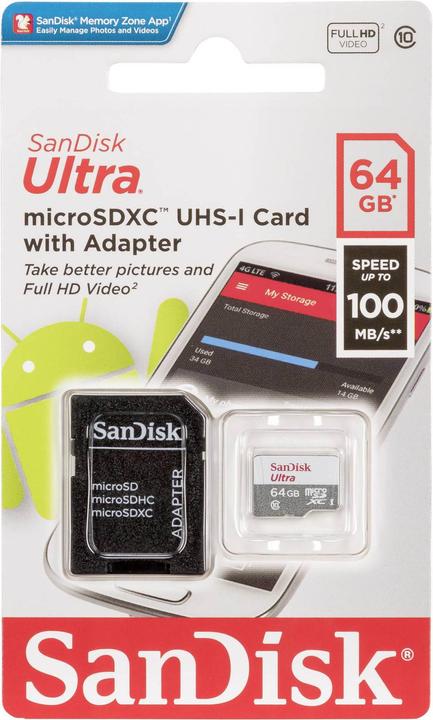 Actual product image SanDisk Ultra Lite microSDXC (64 GB, microSDXC, U1, UHS-I)