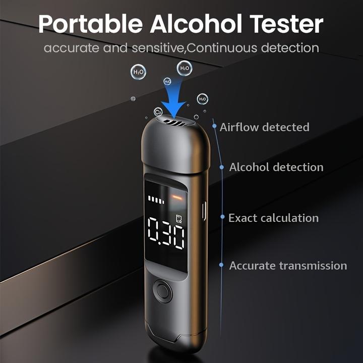 Image du produit PhoneLook Alcootest numérique éthylotest portable avec écran LCD format poche (USB-C, rechargeable)