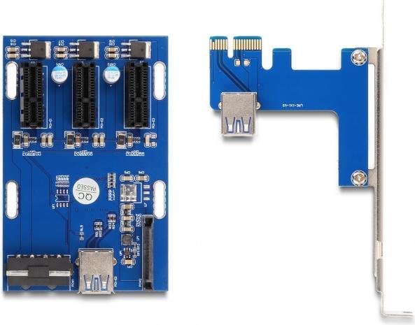 Actual product image Delock Riser card PCI Express x1 to 3 x PCIe x1 with 50 cm USB cable