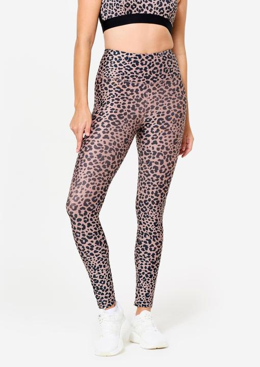 Domyos Leggings Damen hoher Taillenbund - Leopardenprint beige