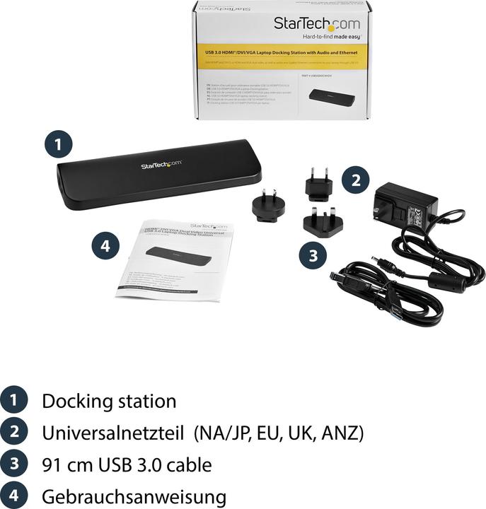Image du produit StarTech Usb3sdockhdv (USB-B, 1 Ports)