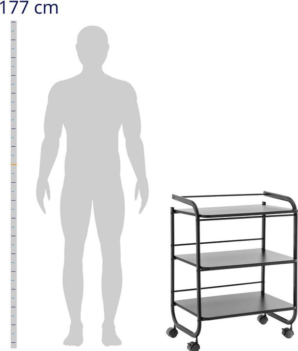Produktbild Physa Kosmetikwagen Arbeitswagen Beistellwagen Salon-Trolley 3 Ablagen Black