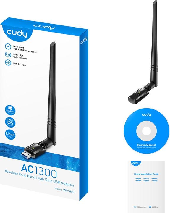 Actual product image Cudy WU1400 network card WLAN (USB)