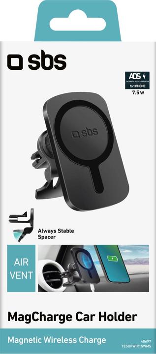 Produktbild SBS induktive MagSafe Lüftungsschlitz-Halterung 15W, schwarz