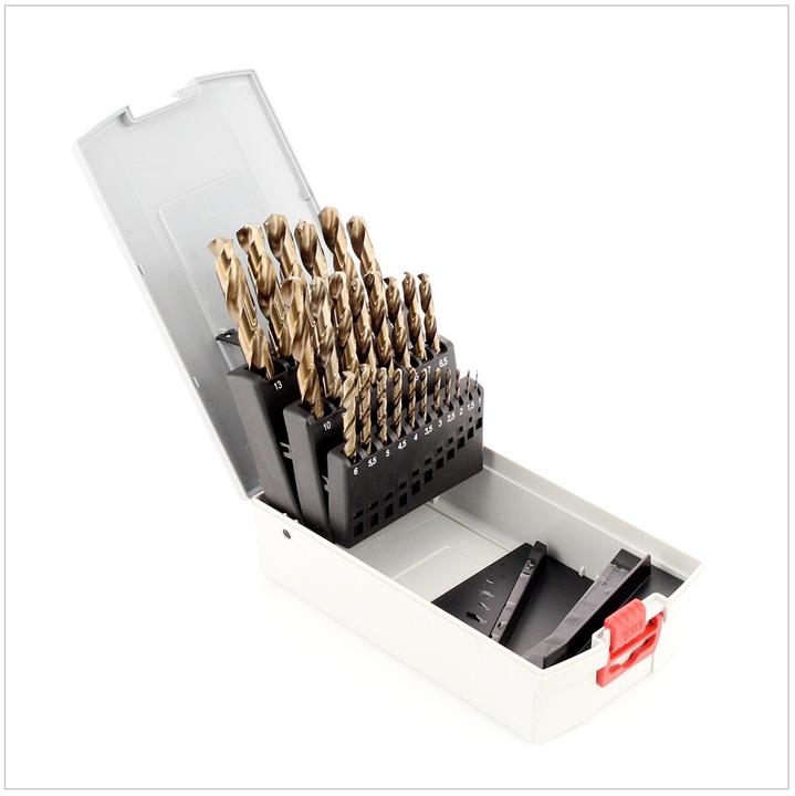 Actual product image Bosch Professional Zubehör PRO Stainless Steel HSS-Co twist drill set, 25 pcs. (1 mm, 1.5 mm, 2 mm, 2.5 mm, 3 mm, 3.5 mm, 4 mm, 4.5 mm, 5 mm, 5.5 mm, 6 mm, 6.5 mm, 7 mm, 7.5 mm, 8 mm, 8.5 mm, 9 mm, 9.5 mm, 10 mm, 10.5 mm, 11 mm, 11.5 mm, 12 mm, 12.5 mm, 13 mm)